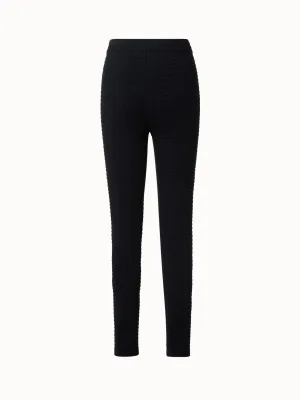 Wool Silk Stretch Trapezoid Grid Knit Leggings