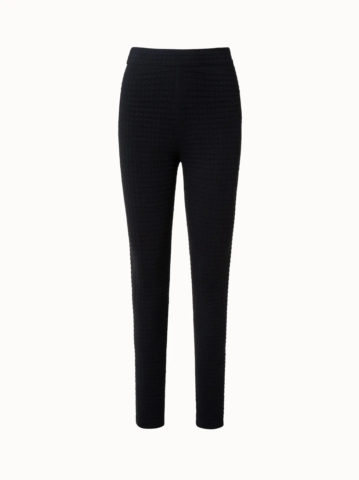 Wool Silk Stretch Trapezoid Grid Knit Leggings