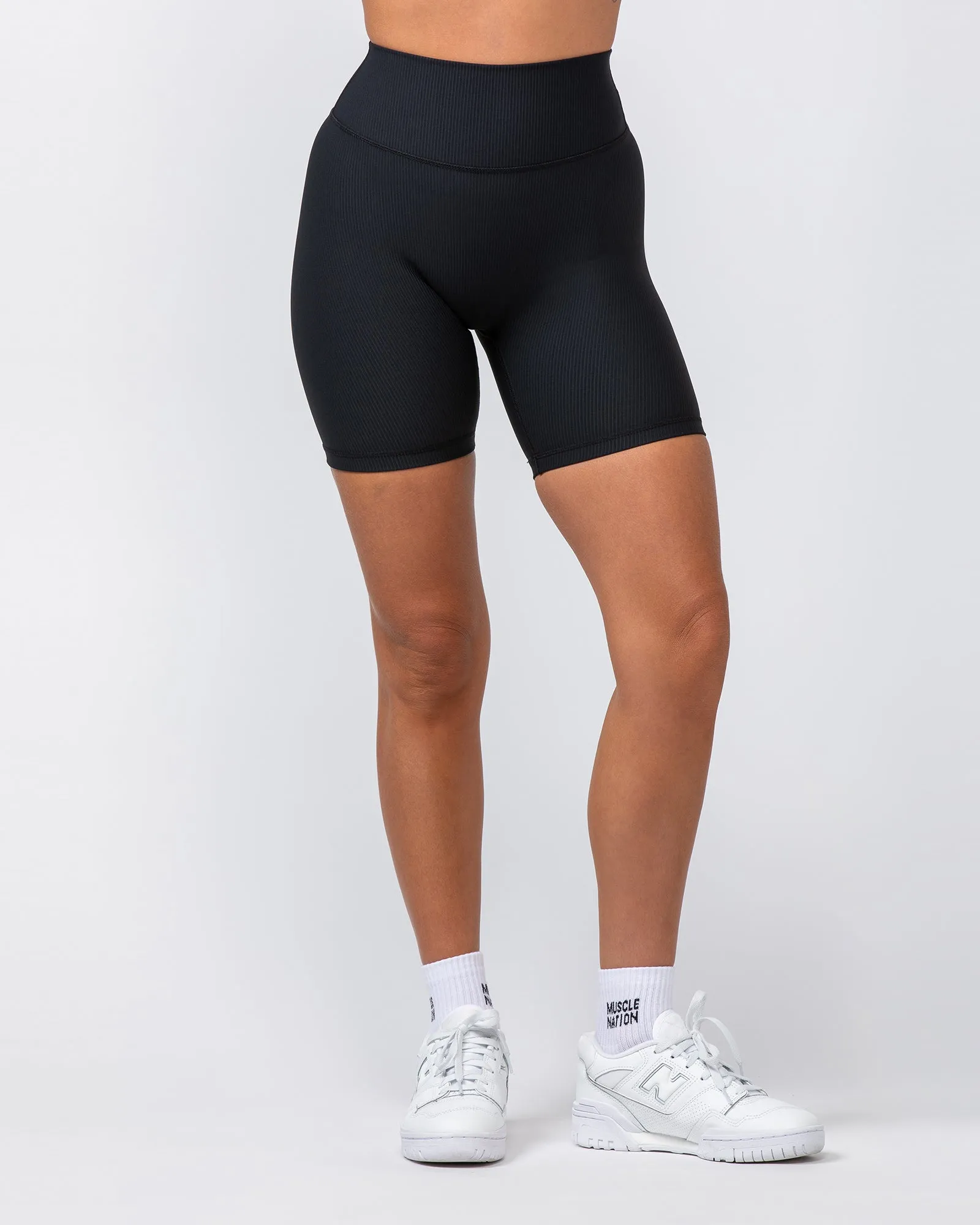 Zero Rise Rib Bike Shorts - Black (Silicone Logo)