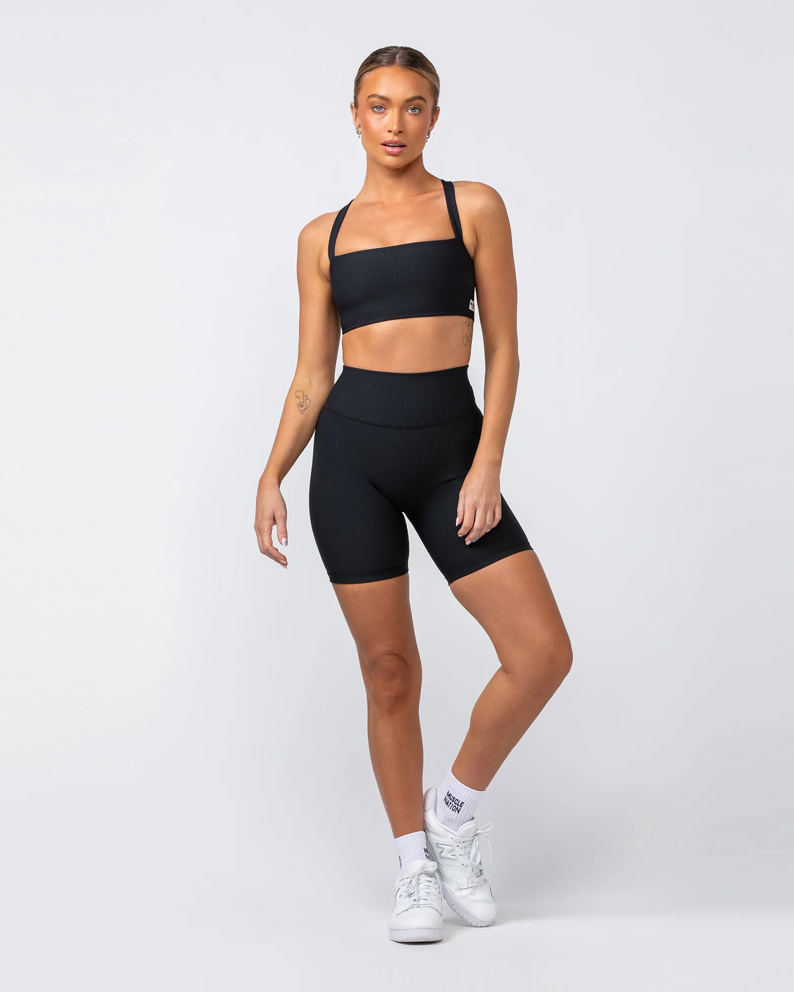 Zero Rise Rib Bike Shorts - Black (Silicone Logo)